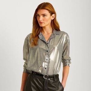 Ralph Lauren woman’s metallic houndstooth blouse